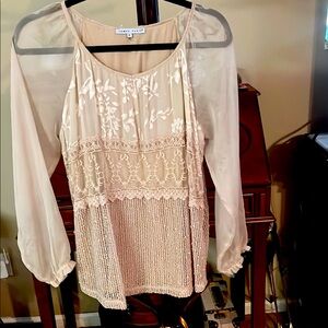 Tempo Paris Sheer and Lace Blouse
